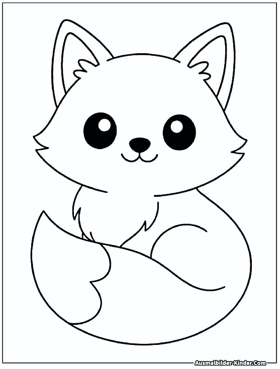 Ausmalbild für ein Fuchsbaby mit großen Augen
